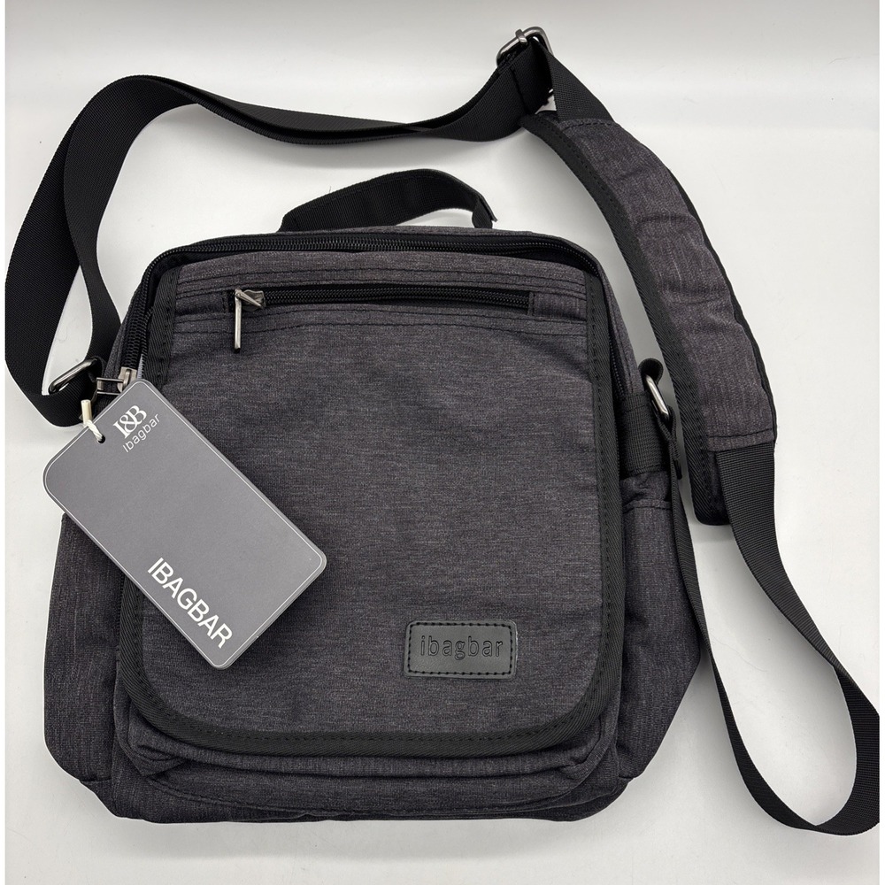 IBAGBAR Men's Vintage Looking Canvas MESSENGER Everyday ORGANIZER Bag grey NWT